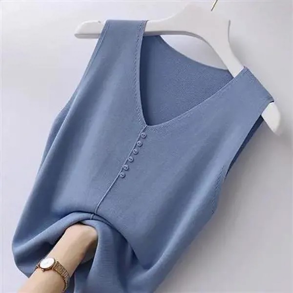 Летний Женский Большой Размер Без Рукавов Ледяной Шелк Camisole Свободный V-образный вырез Короткая нижняя рубашка Верхний жилет