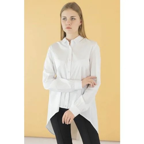 Блуза  Fracomina, повседневный стиль, свободный силуэт, длинный рукав, размер XL, белый