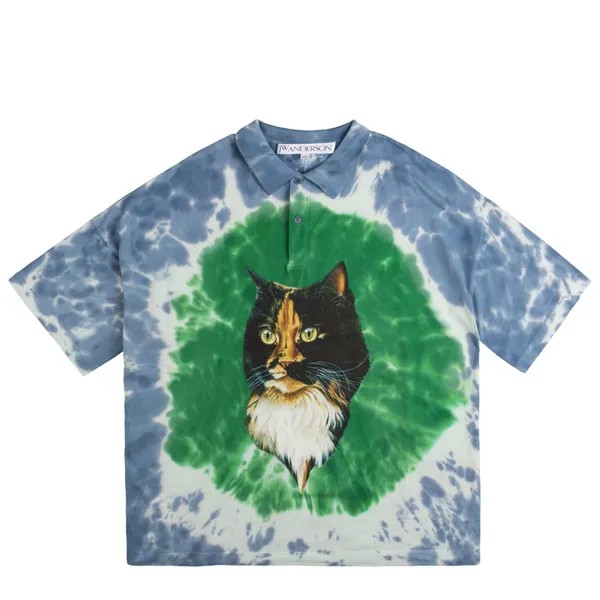 Рубашка Cat Print Tie Dye Polo Shirt Jw Anderson, синий