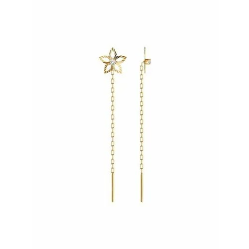 Серьги цепочки The Jeweller, красное золото, 375 проба, фианит, золотой