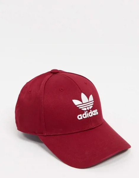 Бордовая кепка с логотипом-трилистником adidas Originals-Красный