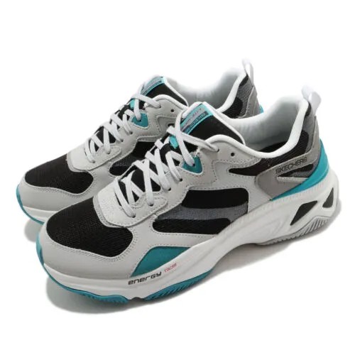 Мужские коренастые повседневные туфли Skechers Energy Racer-Lindor Grey Black Green 237128WBK