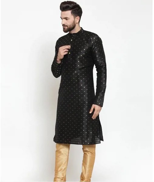 Традиционный индийский мужской халат черный мужской костюм