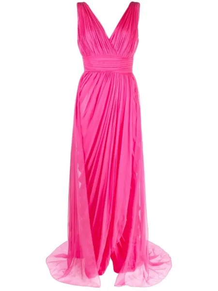 Alberta Ferretti шелковое платье с драпировкой, розовый