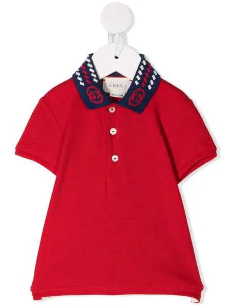 Gucci Kids рубашка поло с контрастным воротником