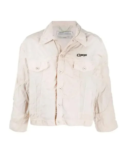Ветровка Бомбер с логотипом Off White, бежевый