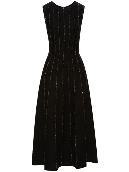 Платье миди с пайетками Oscar de la Renta, черный