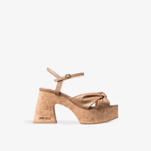 Кожаные босоножки на платформе heloise 95 Jimmy Choo, цвет biscuit