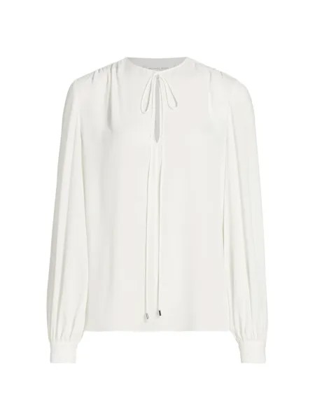 Шелковая блузка с объемными рукавами Michael Kors Collection, белый