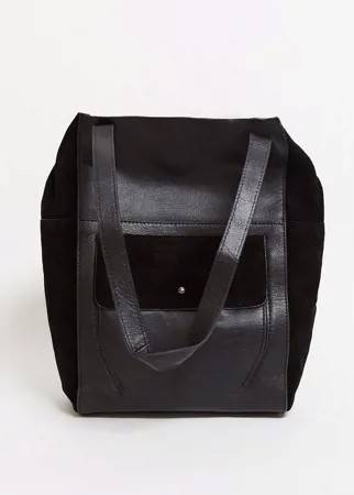 Черная кожаная сумка-тоут с замшевой отделкой Urbancode-Черный цвет