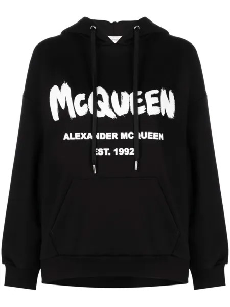 Худи с кулиской и логотипом Alexander McQueen, черный