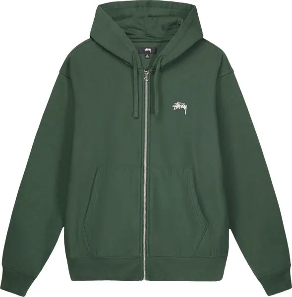 Толстовка Stussy Stock Logo Zip Hood 'Forest', зеленый