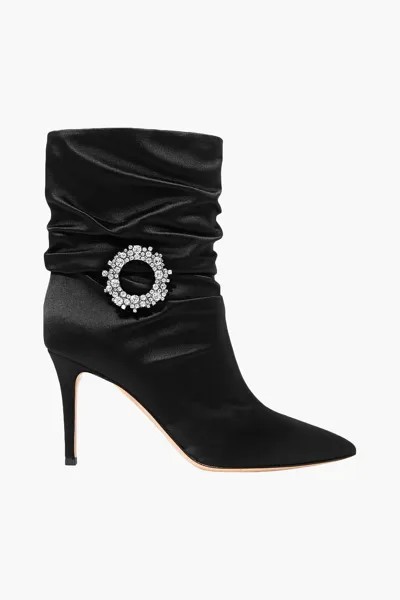 Атласные ботильоны Mae 85 с кристаллами GIANVITO ROSSI, черный