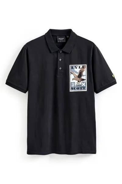 Черная рубашка-поло Lyle & Scott с принтом в виде печати Lyle & Scott, черный