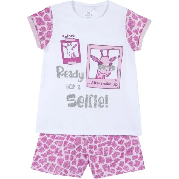 Chicco Пижама для девочек (футболка, шорты) Жираф