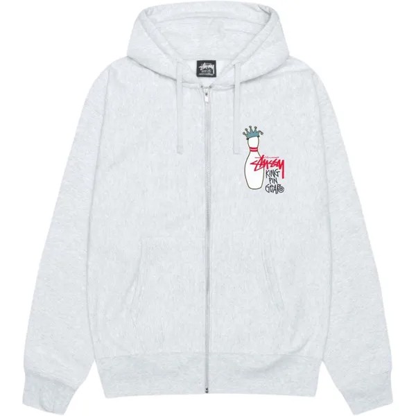 Толстовка с капюшоном Kingpin Zip Stussy, цвет Heather Gray
