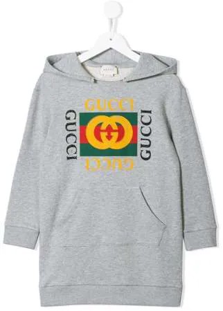 Gucci Kids платье-толстовка с принтом логотипа