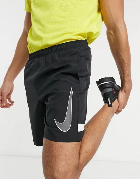 Черно-серые шорты с логотипом-галочкой Nike Football Academy Dry-Черный цвет