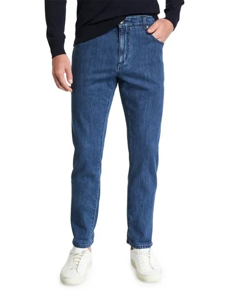 Мужские темные джинсы прямого кроя Isaia, цвет Medium Blue