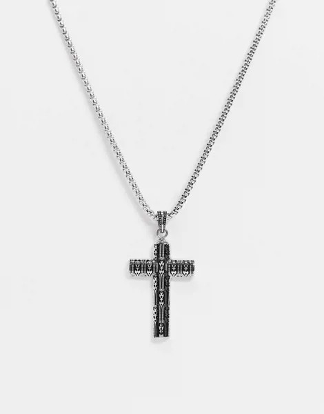 Серебристая цепочка с подвеской-крестом Seven London-Серебристый