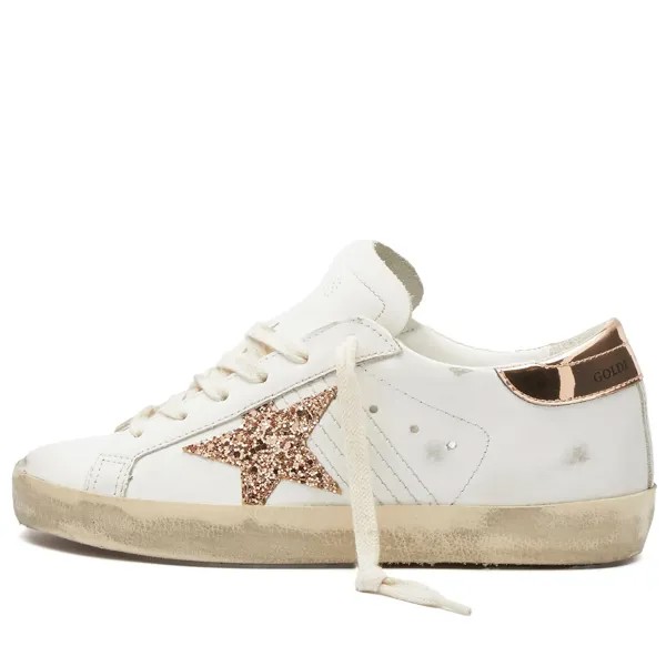 Кеды Golden Goose Super Star Leather, белый/бежевый/красно-золотистый