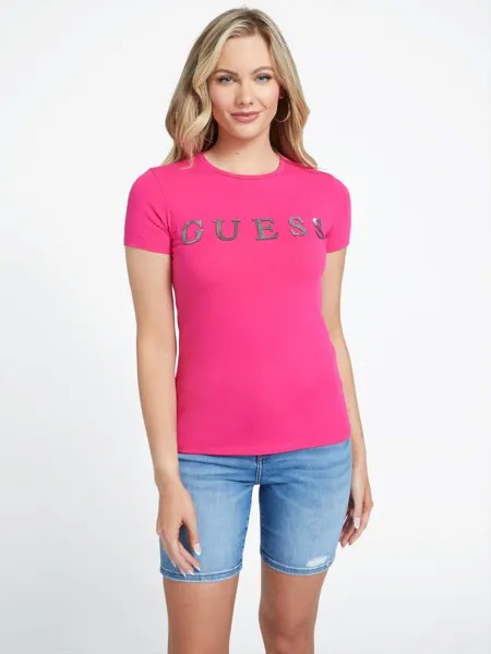 Футболка с логотипом Pepper Rhinestone Guess Factory, цвет Full Bloom Pink