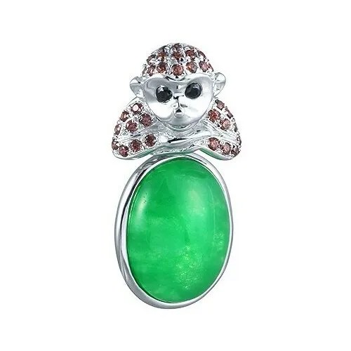 Подвеска ELEMENT47, серебро, 925 проба, жадеит, фианит