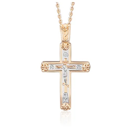 PLATINA jewelry Крестик из комбинированного золота без камней 03-2730-00-000-1111-66
