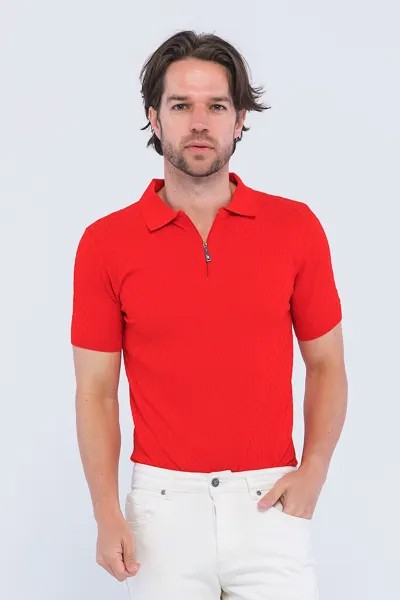 Узкая футболка с воротником Giorgio Di Mare, красный