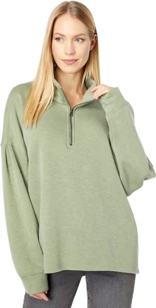 Толстовка Dylan by True Grit Madison Lux Fleece High-Low Zip Pullover w/ Drop Shoulder & Raw Edge Hem, цвет Light Laurel