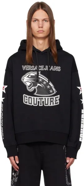 Черный худи с принтом Versace Jeans Couture