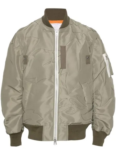 Sacai бомбер с нашивкой, зеленый