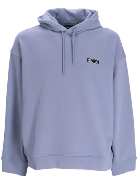 Худи с кулиской и нашивкой-логотипом Emporio Armani, синий
