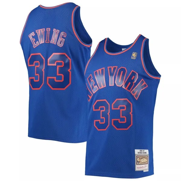 Мужская синяя майка Mitchell & Ness Патрик Юинг New York Knicks 1996-97 Hardwood Classics Swingman