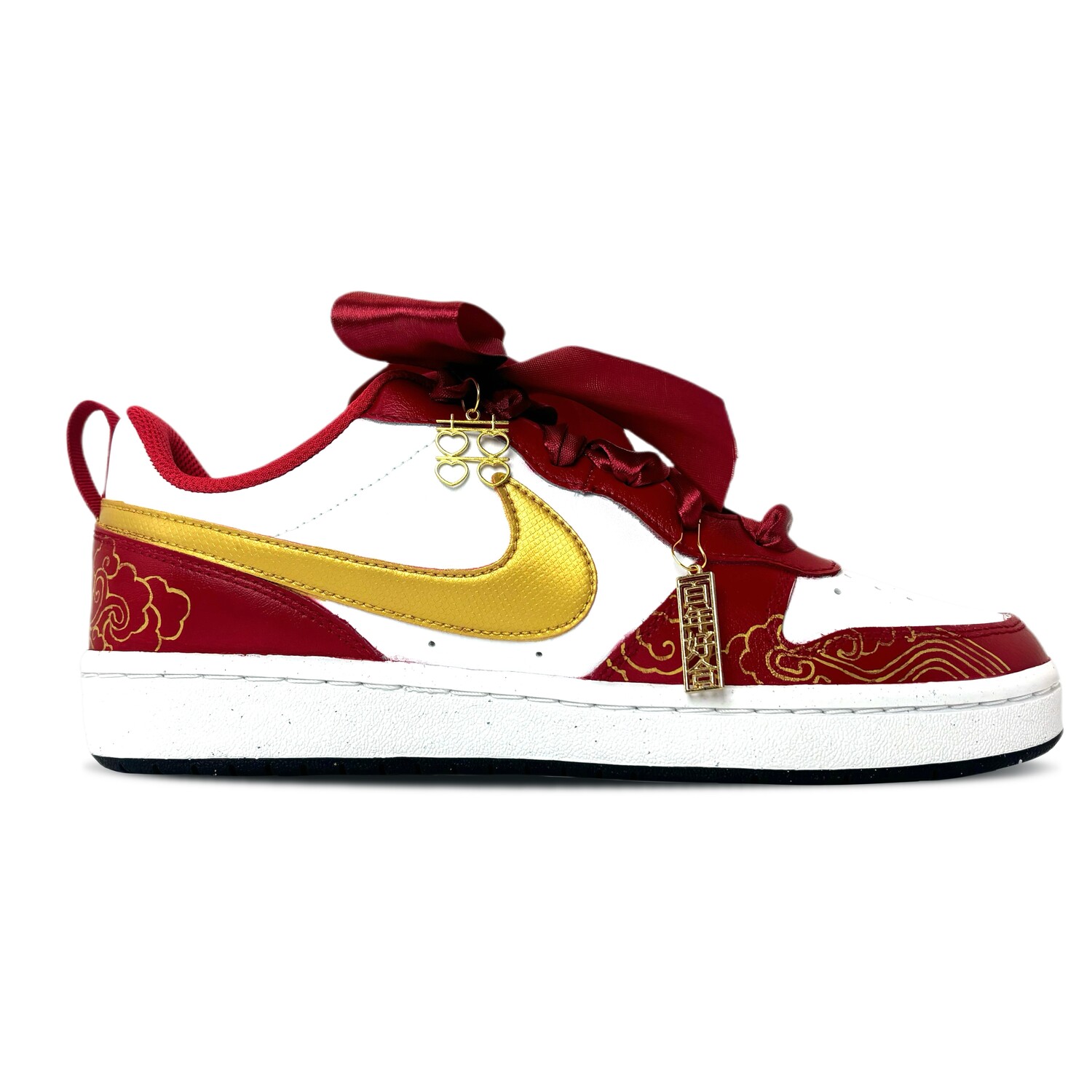 Кроссовки Nike Court Borough Skateboarding Shoes Women's Low-top Red/white/gold, красный