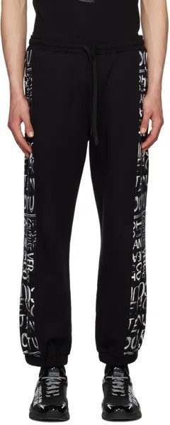 Черные спортивные штаны с каракулями Versace Jeans Couture