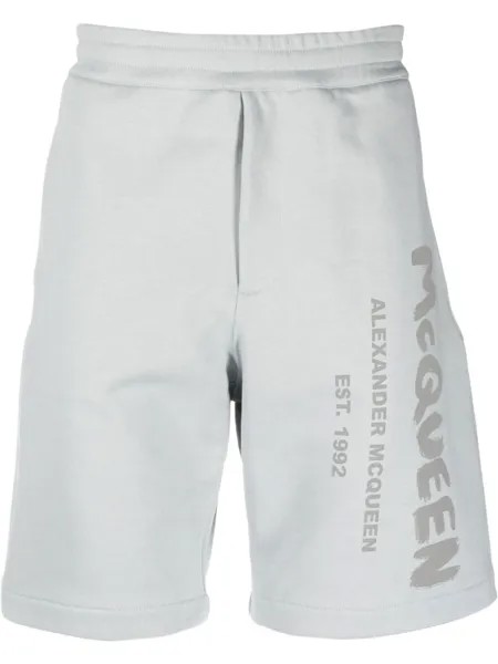 Alexander McQueen спортивные шорты с логотипом, синий