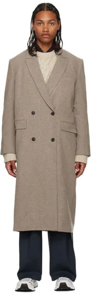 Бежевое длинное двойное пальто LOW CLASSIC