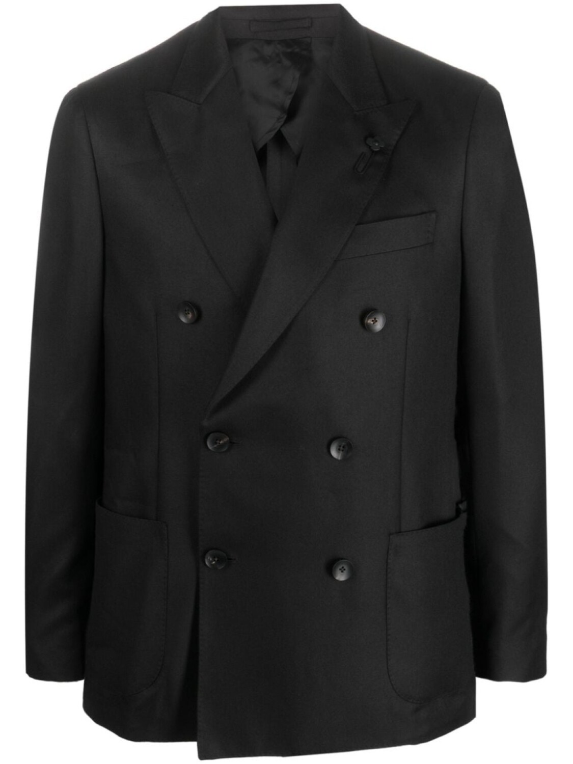 Lardini атласный двубортный пиджак, черный
