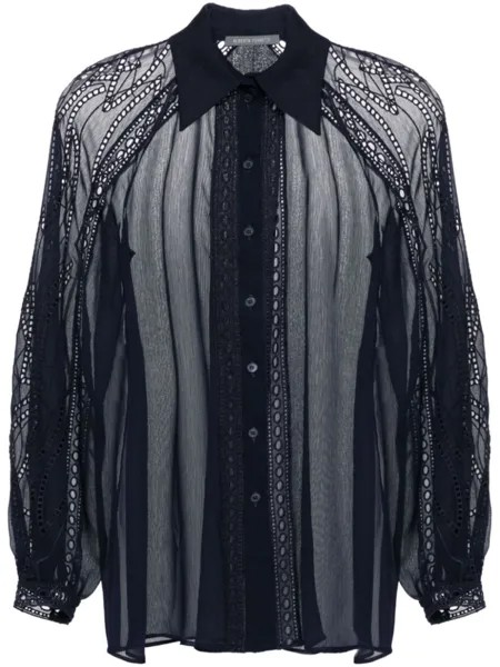 Alberta Ferretti рубашка с кружевной отделкой, синий