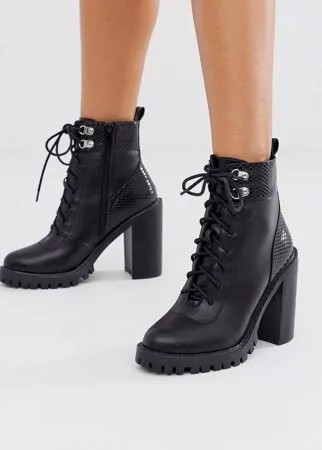 Черные ботинки на массивной подошве со шнуровкой Simmi London Gia-Черный
