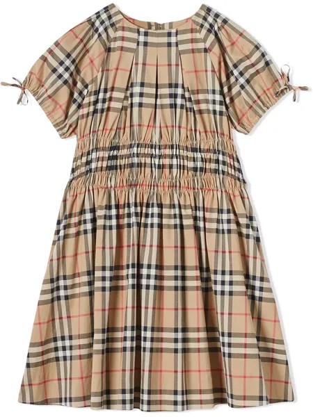 Burberry Kids платье в клетку Vintage Check со сборками