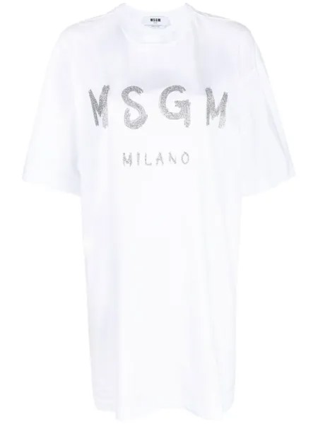 MSGM платье-футболка с логотипом, белый