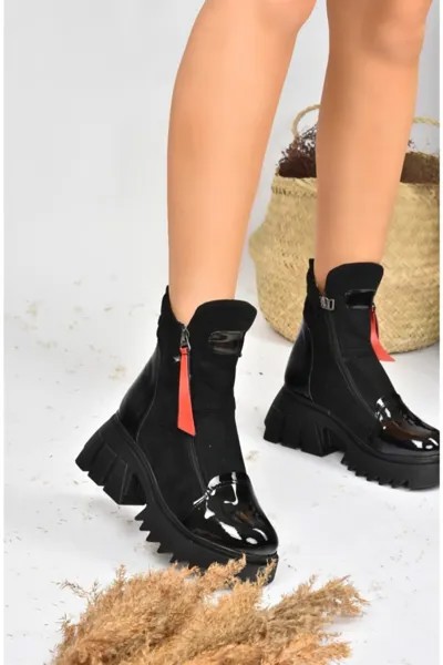 Черные замшевые женские ботинки на толстой подошве Fox Shoes, черный