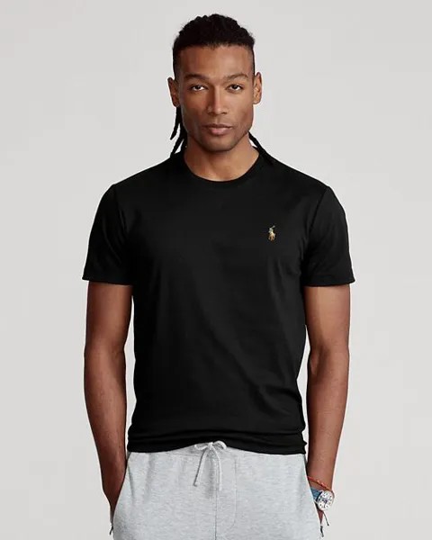 Хлопковая футболка с вышитым логотипом Polo Ralph Lauren, цвет Black