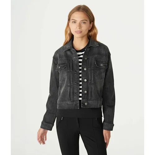 Джинсовая куртка  Karl Lagerfeld, демисезон/лето, силуэт прямой, манжеты, карманы, размер L, черный, серый