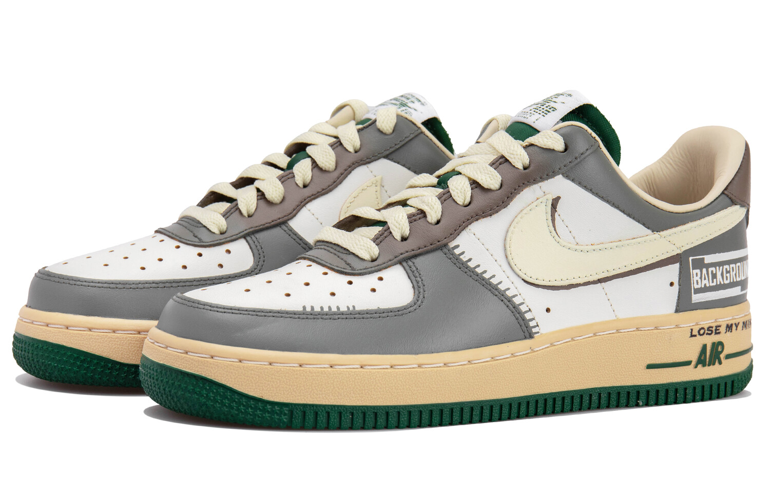 Кроссовки Nike Air Force 1 Skateboarding Shoes Women's Low-top Beige/green/white, зеленый