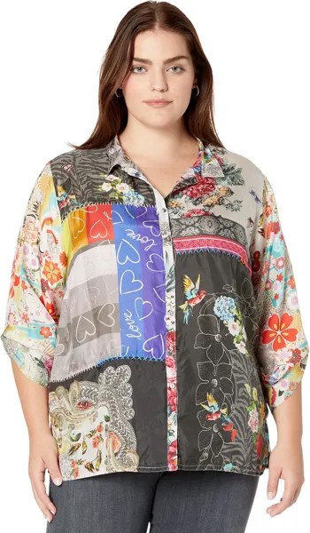 Рубашка Johnny Was Plus Size Zippy Julia Button-Up, разноцветный