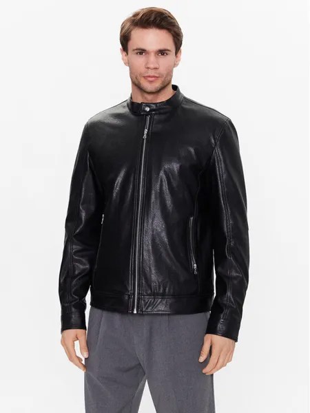 Куртка из искусственной кожи, стандартного кроя Sisley, черный