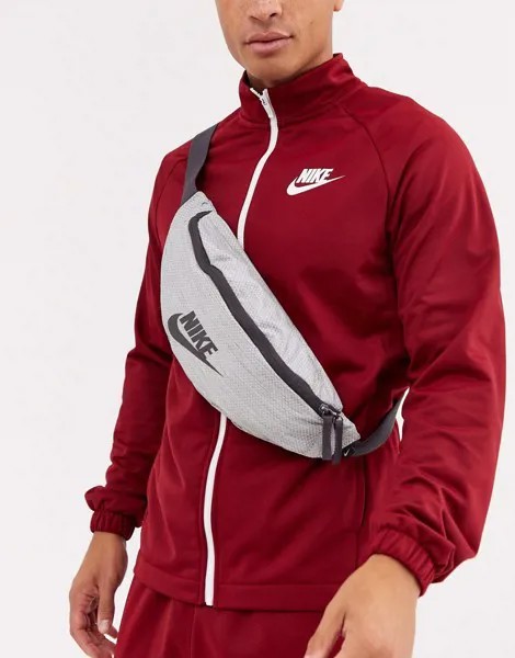 Серая фактурная сумка-кошелек на пояс Nike Heritage-Серый